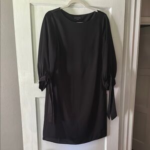Banana Republic Black Sheath Dress with Bateau Neckline and Bishop Sleeves